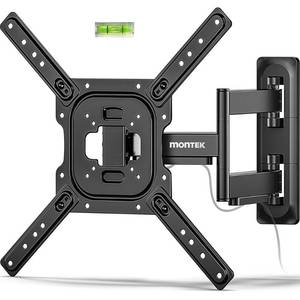 lot 7838 image: monTEK Full Motion TV Wall Mount for 23-65 Inch Flat &amp Curved TVs and Monitors, Swivel &amp Tilt Articulating Bracket, Max VESA 400x400mm, Holds up to 77 lbs, Perfect Center Design