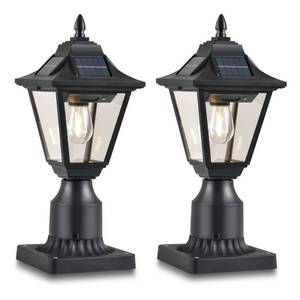lot 7839 image: TPSHPTS Solar Post Lights, Outdoor Solar Lamp Post Light with Motion Sensor, Dusk to Dawn Waterproof Aluminum Pillar Lamp with Pier Mount Base for Garden, Yard, Patio(2 Pack)