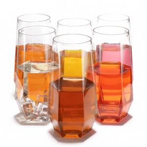 lot 7842 image: Goodluck 48 Clear Pack Diamond Unbreakable Stemless Plastic Glasses 9 Oz BPA-Free, Durable Disposable WineChampagne Flutes for Toasting & Cocktails, Ideal for Weddings, Bars, Events & Celebrations