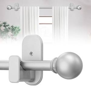 lot 7850 image: TKZTKZ Curtain Rods No Drilling for Windows 18 to 28 InchNo Drill Small Silver Curtain Rod with Adhesive Brackets for Bedroom,58 Apartment Renter Friendly Adjustable Drapery Rods Easy Install