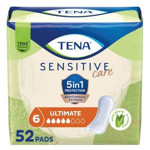lot 7864 image: TENA Sensitive Care Incontinence Pads for Women, Bladder Control & Postpartum, Ultimate Absorbency, Regular Length, 52 Count