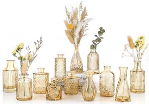 lot 7865 image: UPBUD Amber Glass Bud Vases Set of 12, Gold Mini Flower Vase for Centerpieces, Small Vases in Bulk for Wedding Decorations, Vintage Vase for Table, Recepetion, Home D�cor