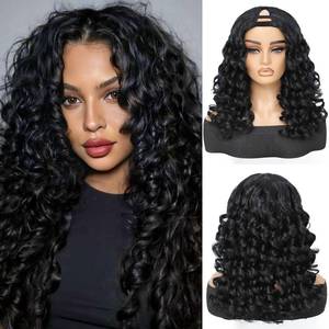 lot 7869 image: GKtineke V Part Wig 20 Inch Curly Wigs Synthetic Hair, U Part Wigs for Black Women Clip in Half Wig Heat-Resistant Easy to Wear No Leave Natural Color Glueless Wig