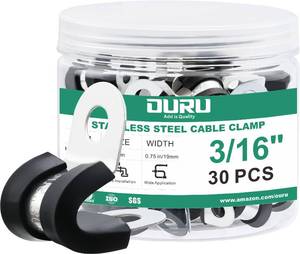 lot 7873 image: OURU 30pcs 316 Inch Cable Clamp,304 Stainless Steel Rubber Coated Cushioned Insulated Cable Clamps-Metal Wire Clamps,Pipe Clamps for Tube,Lines(Black,5mm)
