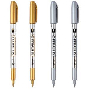 lot 7882 image: Dyvicl Metallic Markers Pens - Silver and Gold Paint Pens for Black Paper, Glass, Rock Painting, Halloween Pumpkin, Card Making, Scrapbook Album, Christmas DIY Art Craft Kids, Set of 4