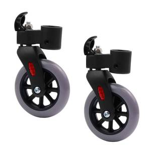 lot 7896 image: Wealrti 2 Pcs 4 Inch Grey Front Wheels Replacement with Front Fork Drive Solid Wheelchair Front Castor Wheelchair Rollers