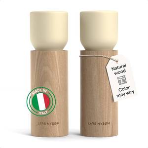 lot 7905 image: LARS NYS�M Wooden Salt and Pepper Grinder Set Manual - Salt and Pepper Mills with Adjustable Ceramic Grinder - Elegant Beechwood Pepper and Salt Mill Set for Dining Table (Almond Beige)
