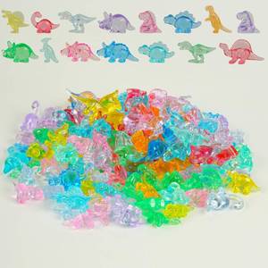 lot 7922 image: FXMHEHBB 100 Pieces Mini Dinosaur Figures, Multi-Colored Small Acrylic Dinosaur Toys Vase Filler Dino Party Decorations Goodie Bag Stuffers