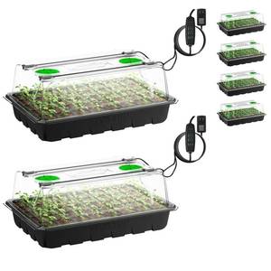 lot 7929 image: VIVOSUN 6-Pack Seed Starter Trays, 240-Cell Seed Starter Kit with 2 Set of LED Lights, 3.6 Higher Cover, Adjustable Vents, Drainage Holes, Green Propagation Tray for Planting Seed, 40 Cells x 6 Packs