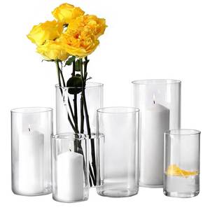 lot 7931 image: Hurricand Candle Holder 6 PCS, Glass Pillar Candle Holder, Clear Glass Cylinder Candleholder Glass Cylinder Vase for Centerpieces Wedding Party Decoration