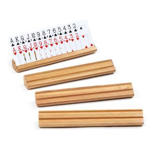 lot 7936 image: Srillollar Playing Card Holder for Seniors Adults, Set of 4 Widen Card Slots Card Holders for Playing Cards, Wooden Cards Holder with Detachable Divider for Card Game Bridge Canasta Strategy