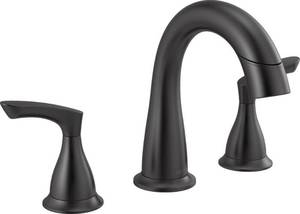lot 7939 image: Delta Broadmoor Matte Black Bathroom Faucet with Sprayer, 8 Inch 3 Hole Widespread Bathroom Sink Faucet with Pull Out Sprayer, Push-Pop Drain, Matte Black 35765LF-BLPD