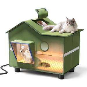 lot 7941 image: Heated Cat Shelter for Outside, Large Outdoor Cat House with Roof Window and Cozy Cushion, Weatherproof Foldable and Easy Assembly Design, Ideal for Stray and Feral Cats