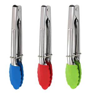 lot 7947 image: JXJYZLN Mini Kitchen Tongs with Silicone Tips, 3-Piece Set, 7-Inch Non-Stick Small Tongs with Stainless Steel Silicon Handles, Heat Resistant for Cooking and Serving (Multi-Color)