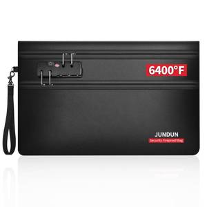 lot 7973 image: JUNDUN Fireproof Money Bag with Lock(11 x 7.5), 6400�� Fireproof Bag for Cash with 12 Layers Heat Insulated, Dual Zipper Fire Safe Pouch for Important Valuables with Passports, Jewellery