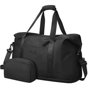 lot 7979 image: Expandable Travel Duffle Bag, Waterproof Weekender Overnight Bags for Women Men Hospital Bag for Women Labor Delivery Carry on Bag with Toiletry Bag for Travel Gym Airplanes(Black, Large)