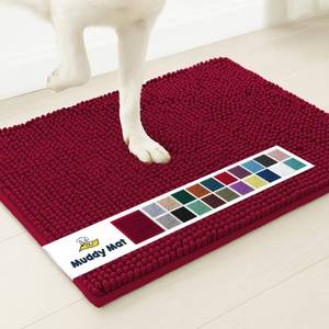 lot 7990 image: Muddy Mat�  Super Absorbent Door Mat Indoor, Microfiber Quick Dry Chenille Entryway Rug, Non-Slip Front Door Mat, Indoor Mats for Entryway, Machine Washable Pet Rug, Maroon 19x30