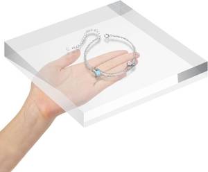 lot 3971 image: LDHHYH 1 Pack 8 x 8 x 1 Inch Acrylic Block for Display, Acrylic Base Stand, Clear Polished Acrylics Cube, Trophy Base Jewelry Display Stand Pedestal Stand for Collectibles Jewelry Props Plant Display