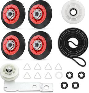 lot 7948 image: Dryer Repair kit Drum Roller, Idler Pulley, Belt fit for Whirlpool WED9150WW0 WED9550WW1 WGD9200SQ0 WED5500XW0 WED9400SW2 GEW9250PW1 WED9200SQ0 WED9150WW1 WED9050XW1 WED8300SW2 WED8300SW1 WED8300SW0