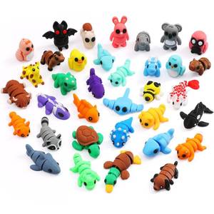 lot 8006 image: MONJITA 35 pcs Mini 3D Printed Animal Figurines, Flexible Articulated Fidget Wigglitz Toys, Cute Desk Decor, Party Favors, Goodie Bag Stuffers, Gifts for Kids Students Carnival Prizes Rewards (35pcs)