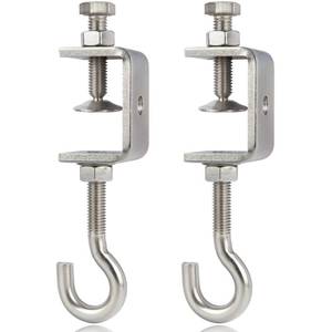 lot 8009 image: Wekboss Small Stainless Steel C Clamps 1.85 In and Heavy Duty Metal Hanging Bolt HookThreaded Screw Hook, With Protective Pad ��2 Pcs��