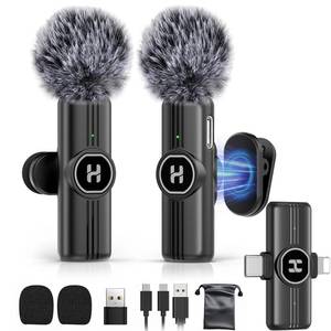 lot 8019 image: HEHOTTC Mini Wireless Lavalier Microphone for iPhone, iPad, Android Phone - Noise Reduction Lapel USB C Bluetooth Mic for Recording, Clip on Omni Lav Mic for Video Recording, Tiktok, YouTube, Vlog