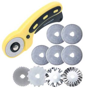 lot 8022 image: AUTOTOOLHOME 45mm Rotary Cutter Set with 9 Pack Replacement Rotary Blades Skip Rotary Blades Pinking Rotary Blades for Sewing Fabric Leather Quilting Cutter Paper Perforating Tool
