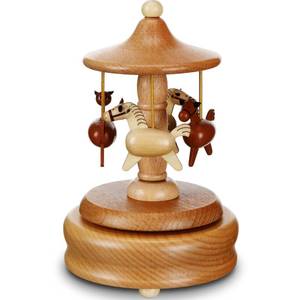 lot 8033 image: Bucherry Carousel Music Box Wooden Merry Go Round Carousel Musical Box Beautiful Horse Wind up Music Crafts for Valentines Day Christmas Birthdays Anniversaries Party Decor Gift