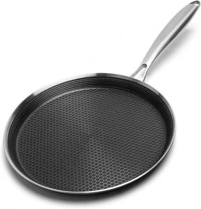 lot 8034 image: Vegoran Stainless Steel Crepe Pan,11 inch Nonstick Crepe Pan, Coating Flat Skillet Pancake Pan, Non Stick Honeycom Pizza Tawa Dosa Tortilla Griddle Pan, Induction Compatible, PFOA Free (11 Inch)