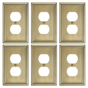 lot 8044 image: 6-Pack Single Duplex Outlet Cover Plate, Decorative Antique Brass Switch Plates and Outlet Covers, Metal Wall Plates for Electrical Outlets, 1 Gang Receptacle Cover, Corrosion Resistant