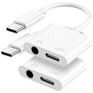lot 8047 image: USB C to 3.5mm Headphone and Charger Adapter, 2-Pack Type C to Aux Jack Dongle Cable Cord with PD Fast Charging for iPhone 151617 ProMaxPlus, iPad, Samsung Galaxy S22S23S24 Ultra, Note 20