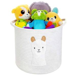 lot 8059 image: Llama Woven Cotton Rope Laundry Basket, Storage Basket, Gift Baskets, Toy Baskets Organizer, Laundry Hamper for Living Room Playroom Bedroom (White)