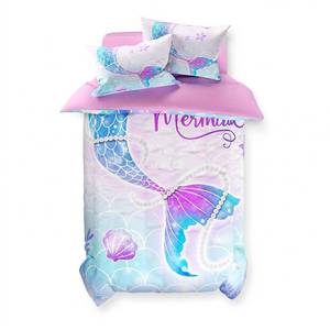 lot 8065 image: SANDJEST Mermaid Duvet Cover Sets Full Size for Kids Girls, Incude 1 Polyester Comforter Cover 80x90 Inches and 2 Pillowcases 20x26 Inches, Comforter Not Included, Gift for Christmas Birthday