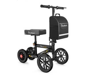 lot 4737 image: BlessReach Deluxe Medical Scooter Double Handbrake, All Terrain Steerable Knee Scooter Crutch Alternative,