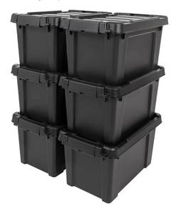 lot 4744 image: IRIS USA 5 Gallon Lockable Storage Bins with 2 Lids, 6 Pack