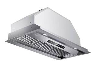 IKTCH 30 inch Built-in/Insert Range Hood 900 CFM, Ducted/Ductless Convertible Duct, Stainless Steel Kitchen Vent Hood with 2 Pcs Adjustable Lights and 2 Pcs Baffle Filters with Handlebar