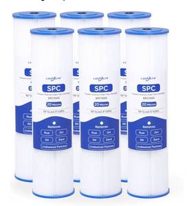 lot 4772 image: Whole House 20 Micron 10 x 2.5 Pleated Sediment Well Water Filter Cartridge Replacement for W20CLA, S1A, S1, ECP20-10, SPC-25-1020, AO-WH-PRE-RP2, PE-F10-20 & Cold Plunge Water Chiller (Pack of 6)