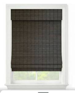 lot 4782 image: Cordless Woven Wood Roman Shades, Bamboo Shades Sizes 34.5w to 64 H , Bamboo Mesh Natural
