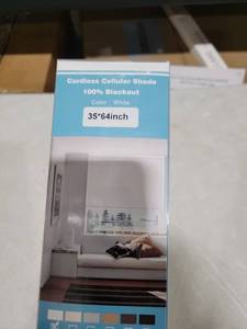 lot 4784 image: Cordless Cellular Window Shade 35x64 inch White Blackout