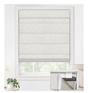 lot 4785 image: LazBlinds No Drill Roman Shades for Windows, Cordless Blackout Window Shades with UV Protection, Polyester Fabric for Bedroom & Living Room, 32 W x 64 H, Natural