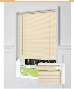 lot 4787 image: UNISHADES No Drill Blinds for Windows 1 Vinyl L-Shaped Slats Cordless Mini Blinds for Home, for Window Size 30 W x 48 H Beige