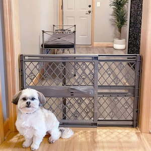 lot 4796 image: MYPET North States 40 Paws Portable Pet Gate Made in USA, Expands & Locks in Place with No Tools. Pressure Mount. Fits 26-40 wide (23 Tall, Fieldstone) (B095XD61JX)