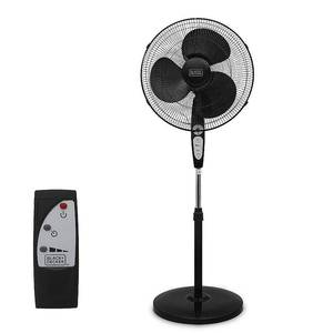 lot 4802 image: BLACKDECKER 18 Oscillating Stand Fan with Remote Control Black Adjustable Height, 3 Speeds, ETL Listed