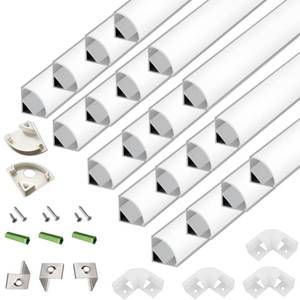 lot 4808 image: THMOOTHER 20-Pack 3.3FT 1Meter V Shape LED Strip Aluminum Channel Diffuser System, Extruded Alu Track Milky Cover with Corner Connector and Mounting Kit,Easy Cut and Installed Curved Lens Profile
