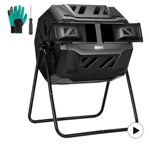 lot 4811 image: Outdoor Tumbling Composter Dual Rotating Batch Compost Bin