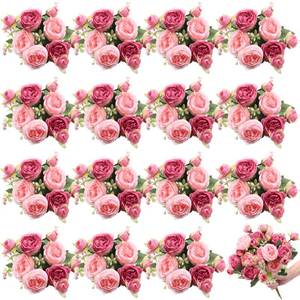 lot 4818 image: Yuxung 16 Bundles Artificial Peonies Silk Peonies Faux Flower Bouquet Fake Peony Flower Arrangements Table Centerpieces for Vase Wedding Party Boho Home Office Decoration Bulk (Rose Red, Pink)