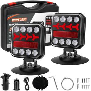 lot 4819 image: ZUNAICE Wireless Trailer Lights, Rechargeable Magnetic LED Trailer Lights with Reverse Light, Portable Wireless Tow Tail Light Kit for Trucks, Boats, RVs, Campers