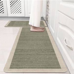 lot 4841 image: VivaNest Sage Green Vintage Boho Elegance Kitchen Rug Sets 2 PCs, Anti-Fatigue, Waterproof Non-Slip Kitchen Mats Heavy Duty Comfort Foam Rug for Kitchen, Floor, Laundry,17x2917x47