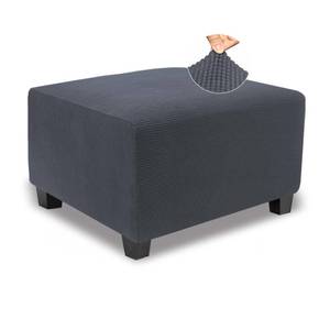 lot 4845 image: NeColorLife Stretch Ottoman Cover Square Oversized Soft Knitted Jacquard Thick Covers for Large Square Ottoman Storage Stool Furniture Protector Dark Grey X-Large
