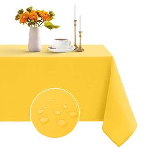 lot 4847 image: Romanstile Spring Rectangle Tablecloth - 60 x 102 inch Yellow Waterproof and Wrinkle Resistant Washable Polyester Table Cloth for Kitchen DiningPartyWedding Indoor and Outdoor Use